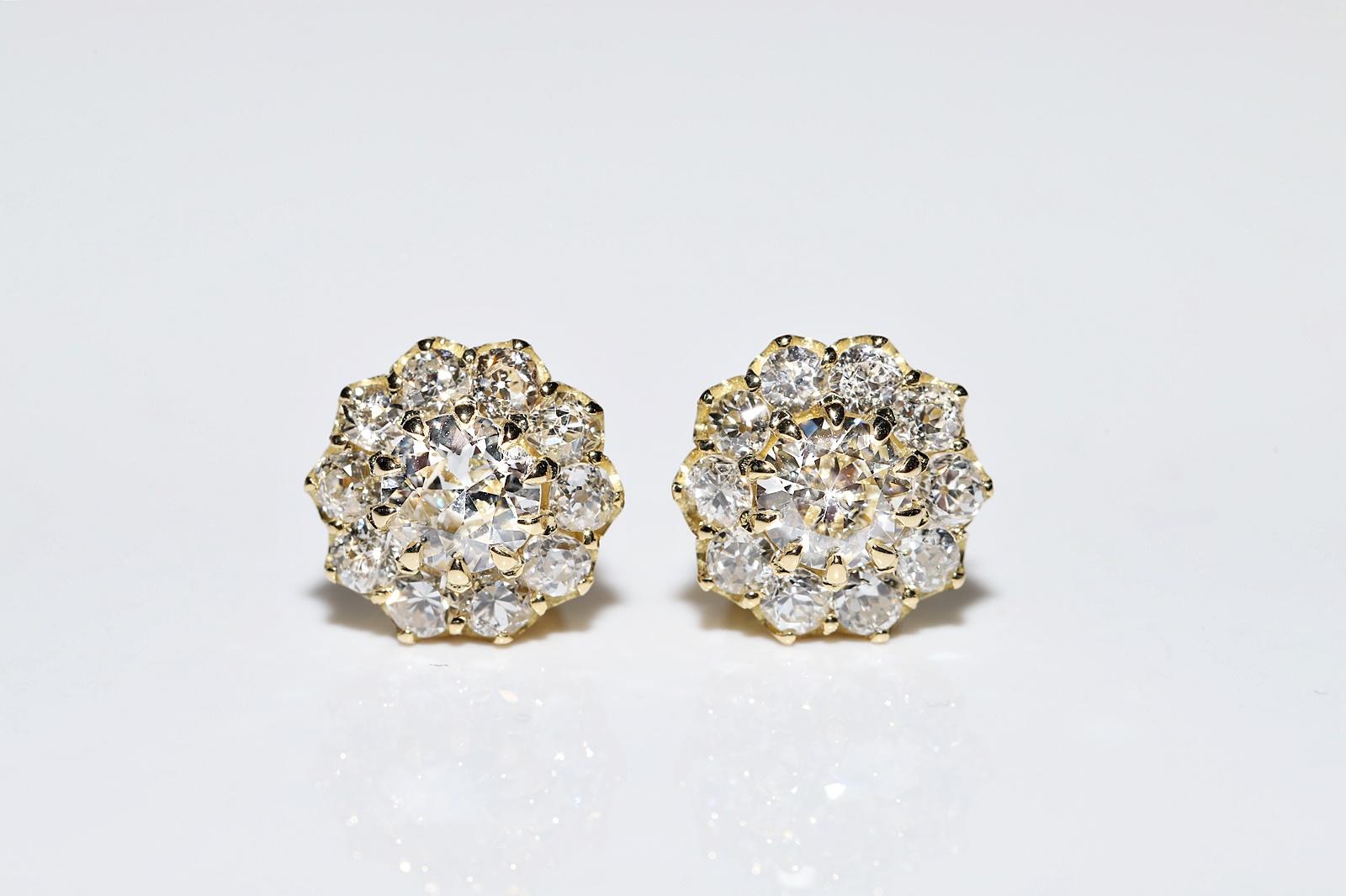 New Made 18k Gold Natural Diamond Decorated Pretty Earring  In New Condition For Sale In Fatih/İstanbul, 34