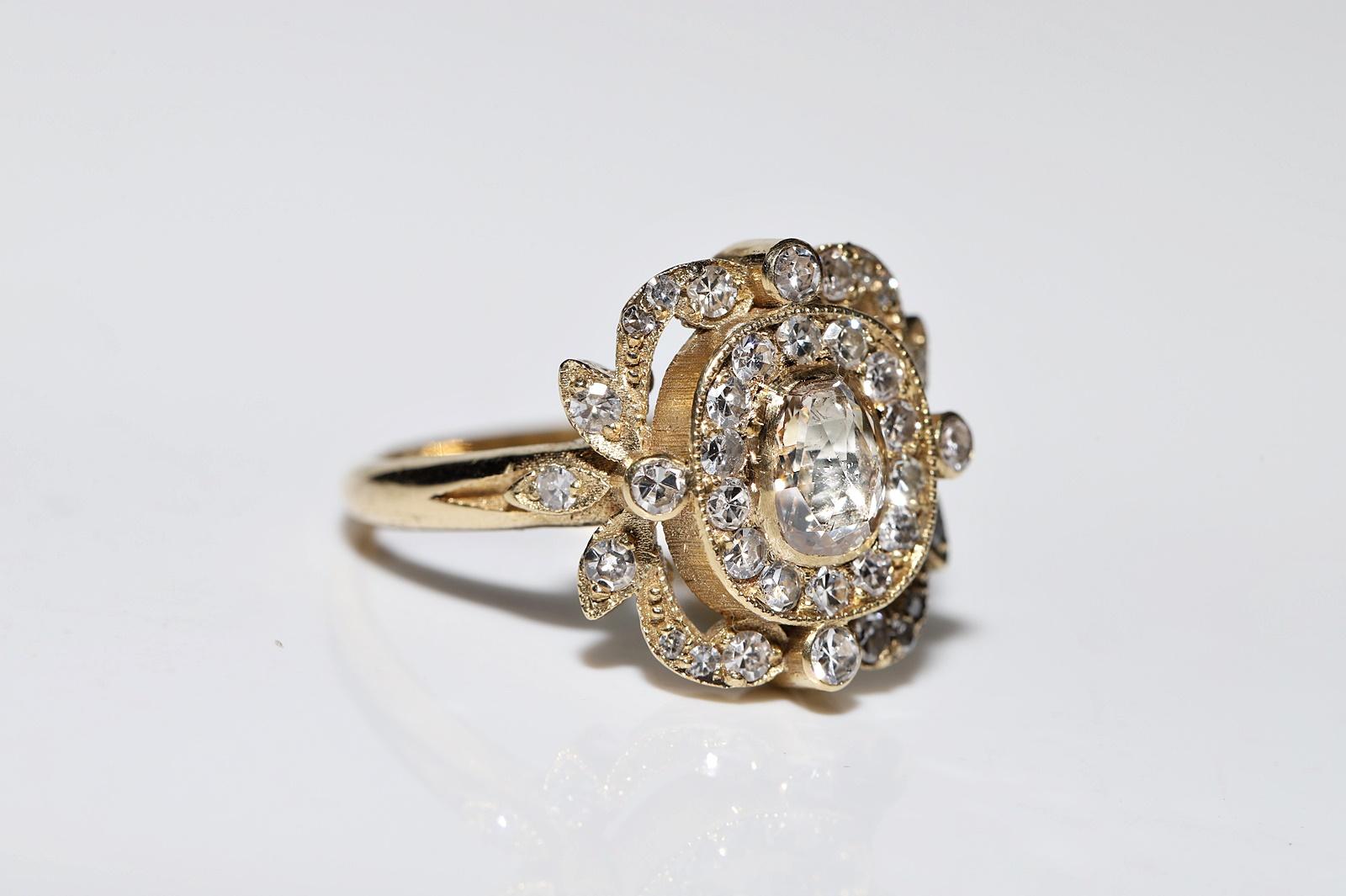 Single Cut New Made 18k Gold Natural Diamond Decorated Pretty Ring  For Sale