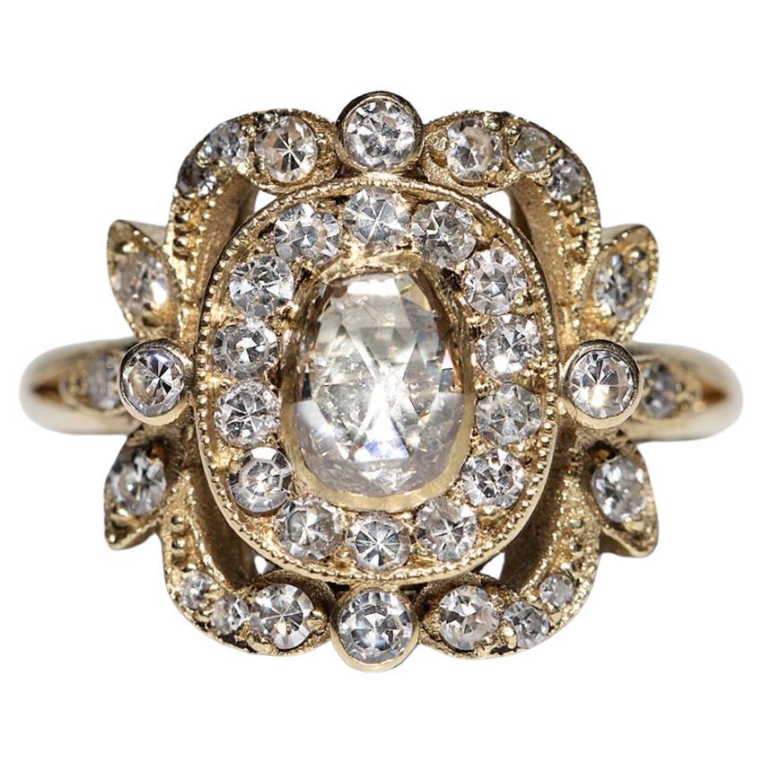 New Made 18k Gold Natural Diamond Decorated Pretty Ring 