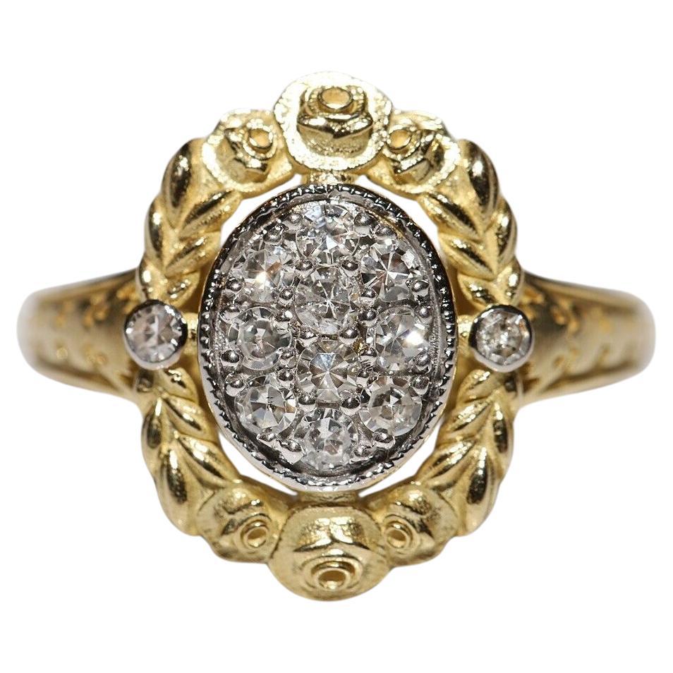  New Made 18k Gold Natural Diamond Decorated Pretty Ring For Sale