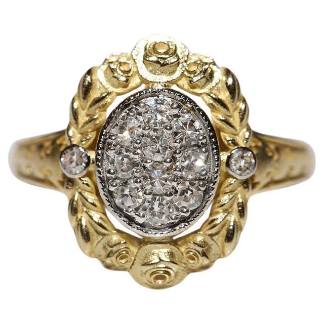 New Made 18k Gold Natural Diamond And Emerald Decorated Pretty Ring For ...