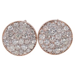 New Made 18k Gold Natural Diamond Decorated Round Design Earring