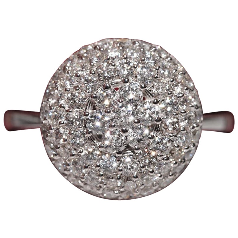 Neu Hergestellter 18k Gold Natürlicher Diamant Dekorierter runder Stil hübscher Ring im Angebot