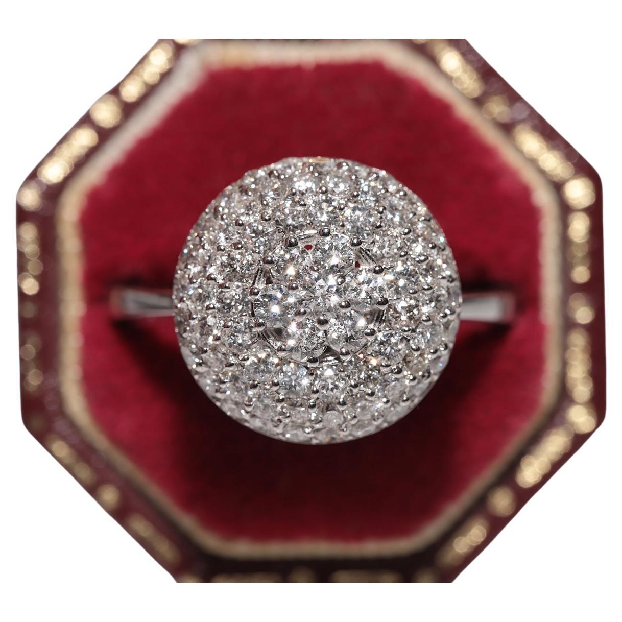 New Made 18k Gold Natural Diamond Decorated Round Style Pretty Ring