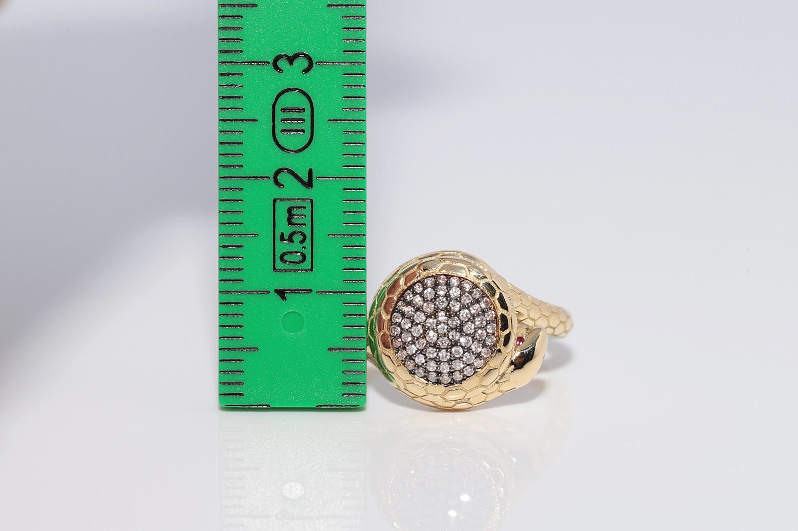 New Made 18k Gold natürlichen Diamanten dekoriert Schlange Design Ring im Angebot 5