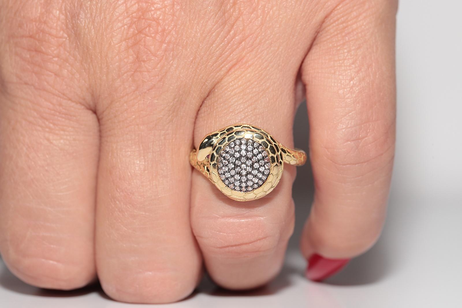 New Made 18k Gold natürlichen Diamanten dekoriert Schlange Design Ring im Angebot 10