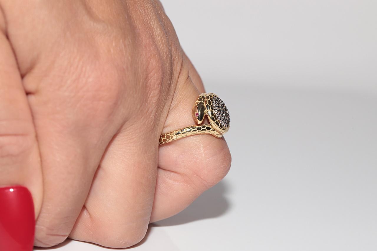 New Made 18k Gold natürlichen Diamanten dekoriert Schlange Design Ring im Angebot 11