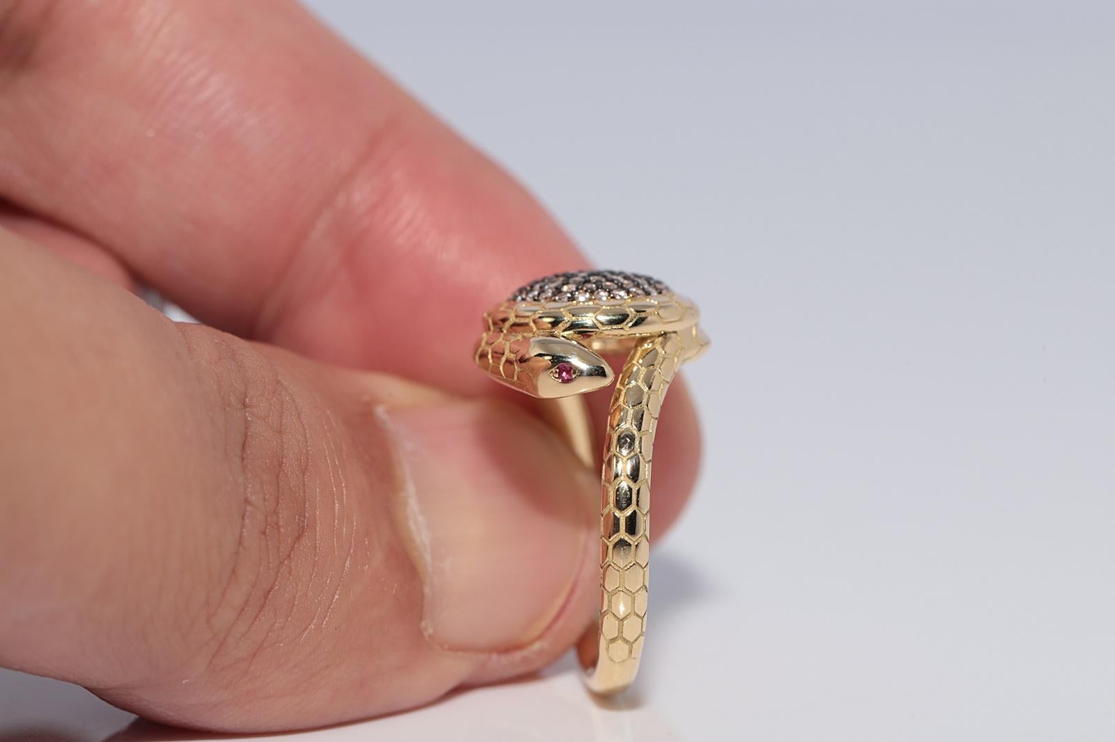 New Made 18k Gold natürlichen Diamanten dekoriert Schlange Design Ring Damen im Angebot