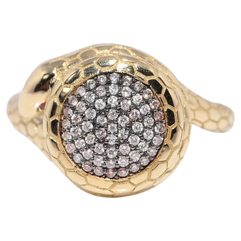 Anello di nuova fabbricazione in oro 18k con diamante naturale e serpente decorato
