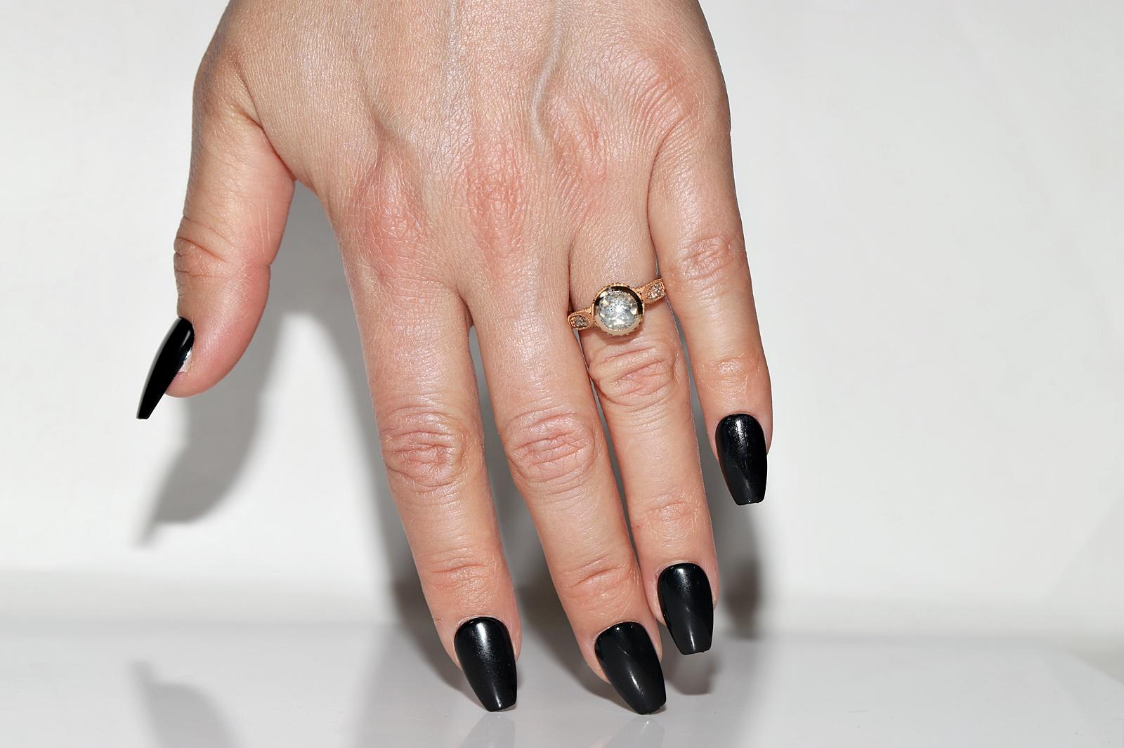 New Made 18k Gold natürlichen Diamanten dekoriert Solitär Erstaunlich Ring im Angebot 8