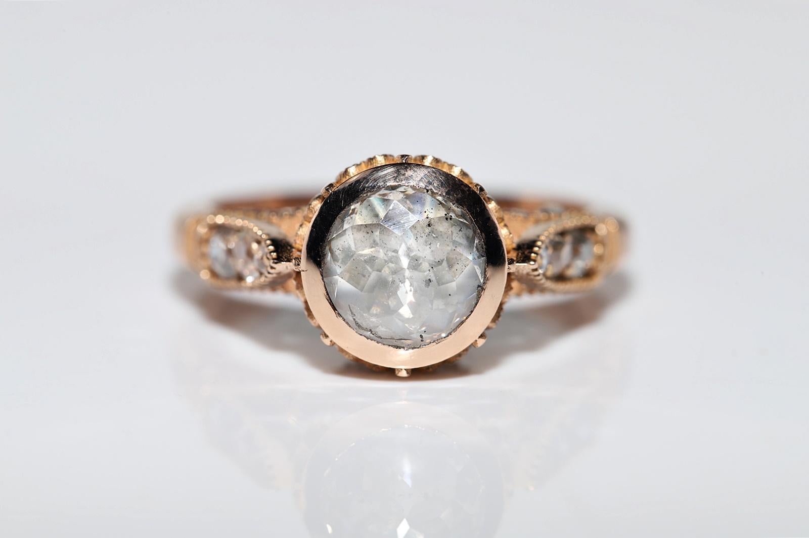 New Made 18k Gold natürlichen Diamanten dekoriert Solitär Erstaunlich Ring  (Rosenschliff) im Angebot
