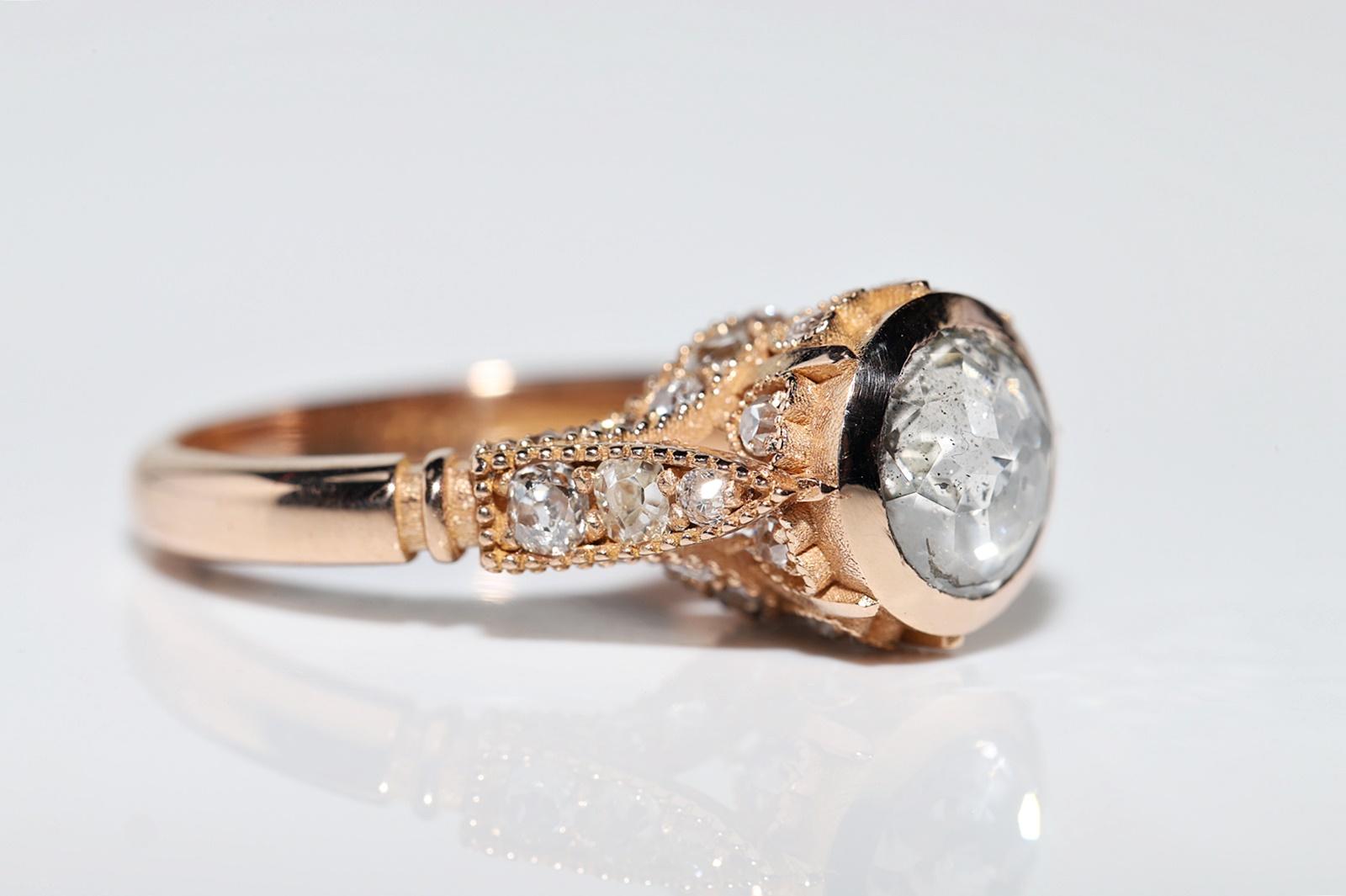 New Made 18k Gold Natural Diamond Decorated Solitaire Amazing Ring  In New Condition For Sale In Fatih/İstanbul, 34