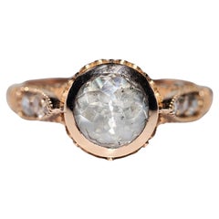 New Made 18k Gold Natural Diamond Decorated Solitaire Amazing Ring