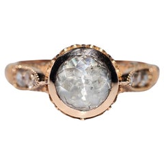 New Made 18k Gold Natural Diamond Decorated Solitaire Amazing Ring