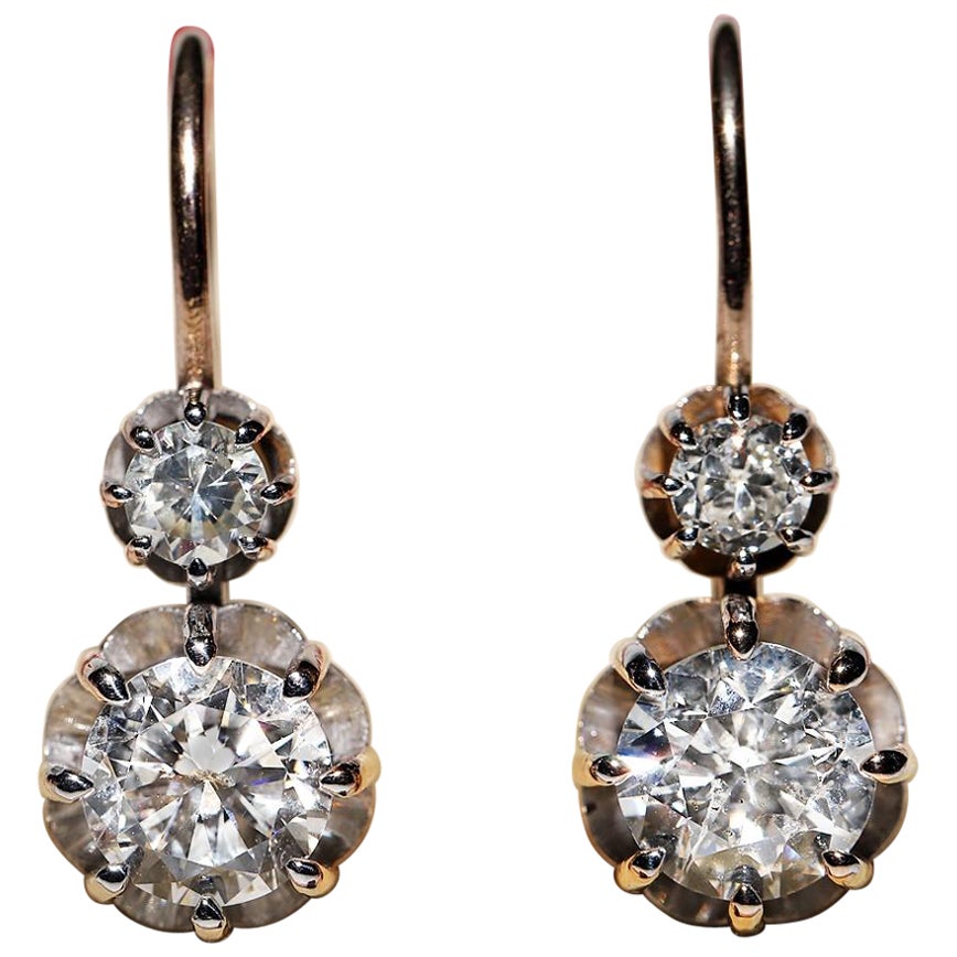 New Made Boucle d'oreille solitaire en or 18k ornée de diamants naturels