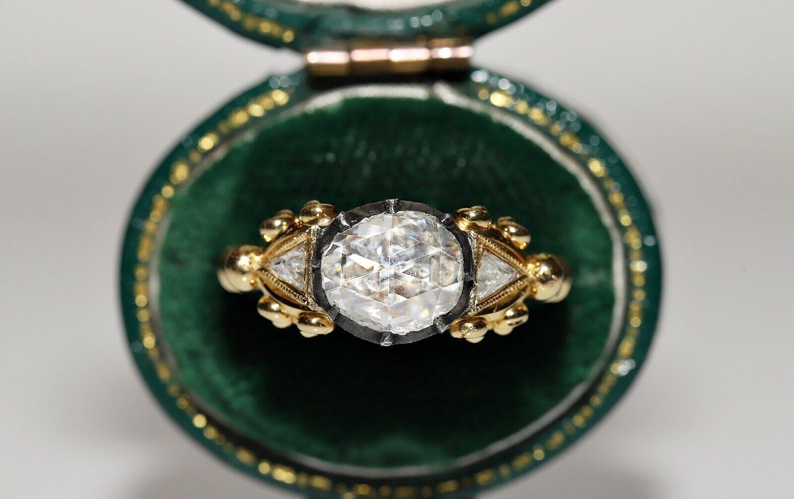 Moderne New Made Bague solitaire en or 18k décorée de diamants naturels