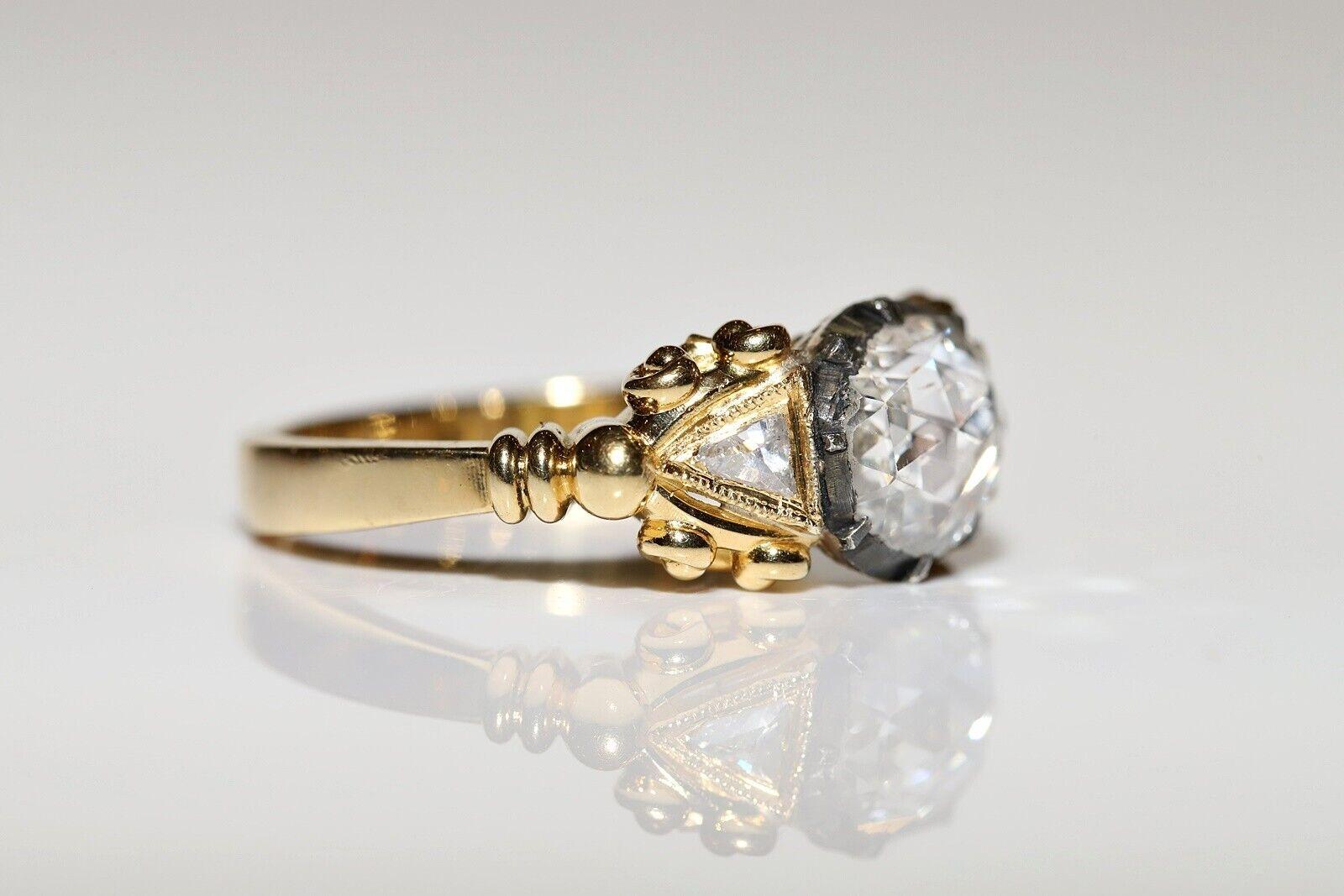 New Made 18k gold Natural Diamond Decorated Solitaire Ring In Good Condition In Fatih/İstanbul, 34