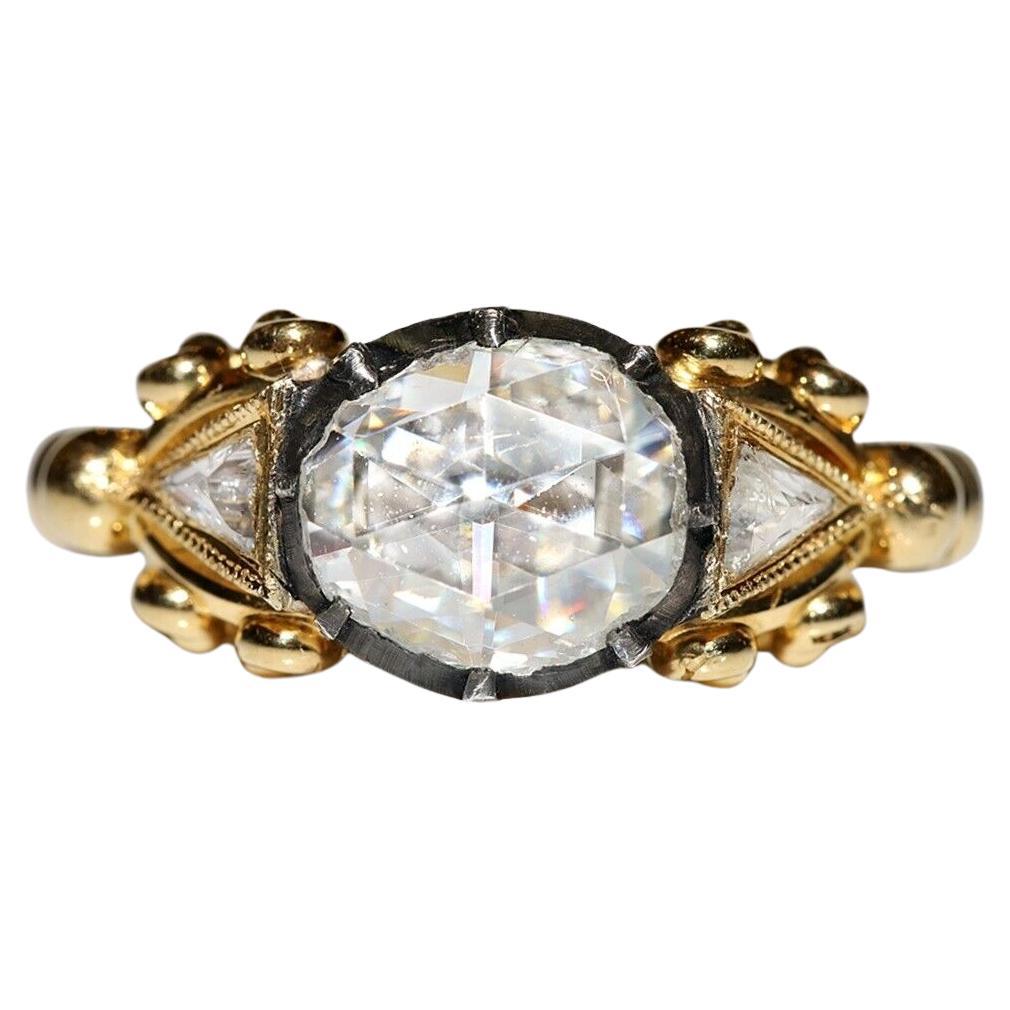 Neu Hergestellter Solitär-Ring aus 18 Karat Gold mit natürlichem Diamant-Dekor