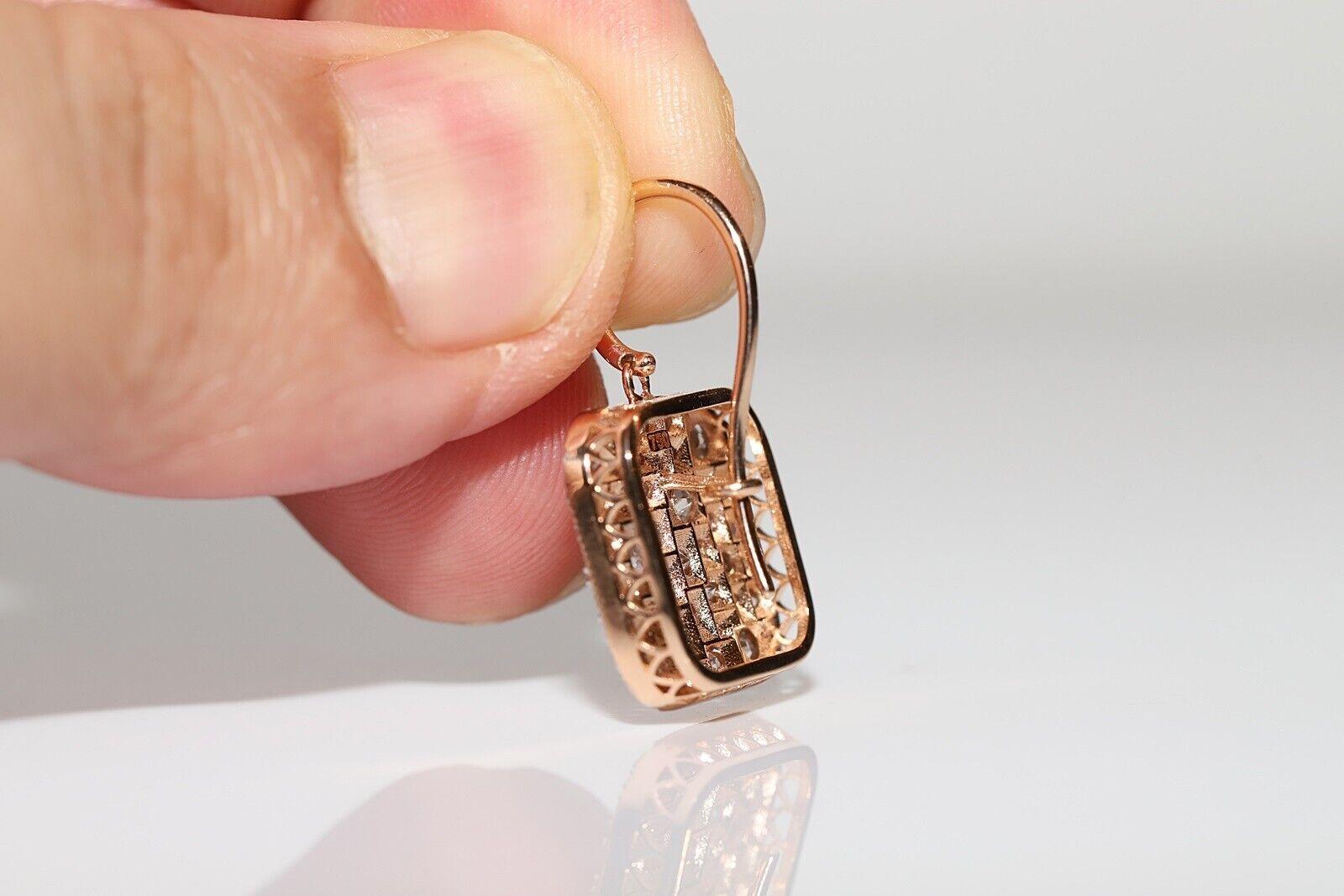 New Made 18k Gold natürlichen Diamanten dekoriert Quadrat Stil Ohrring im Angebot 4