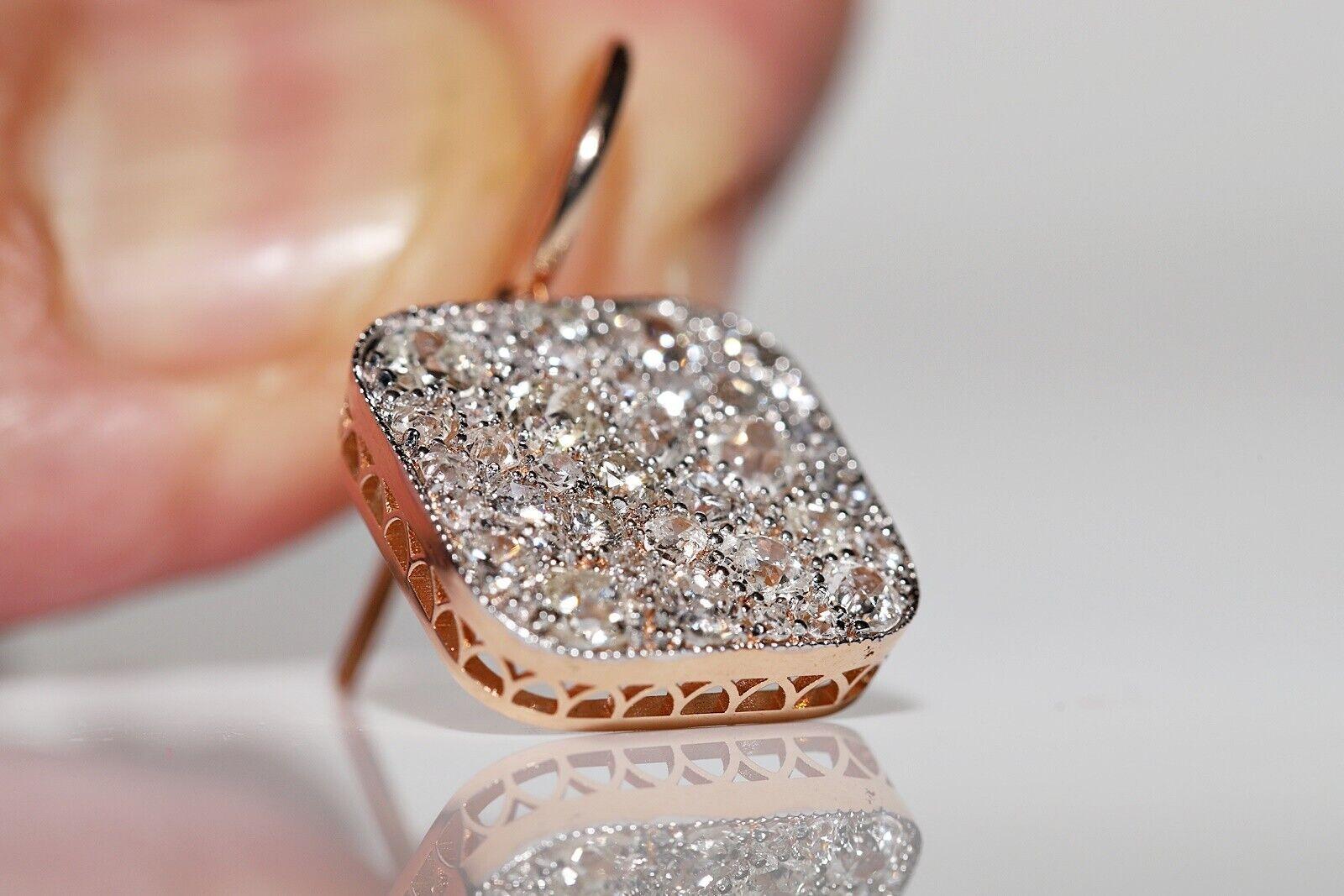 New Made 18k Gold natürlichen Diamanten dekoriert Quadrat Stil Ohrring im Angebot 6