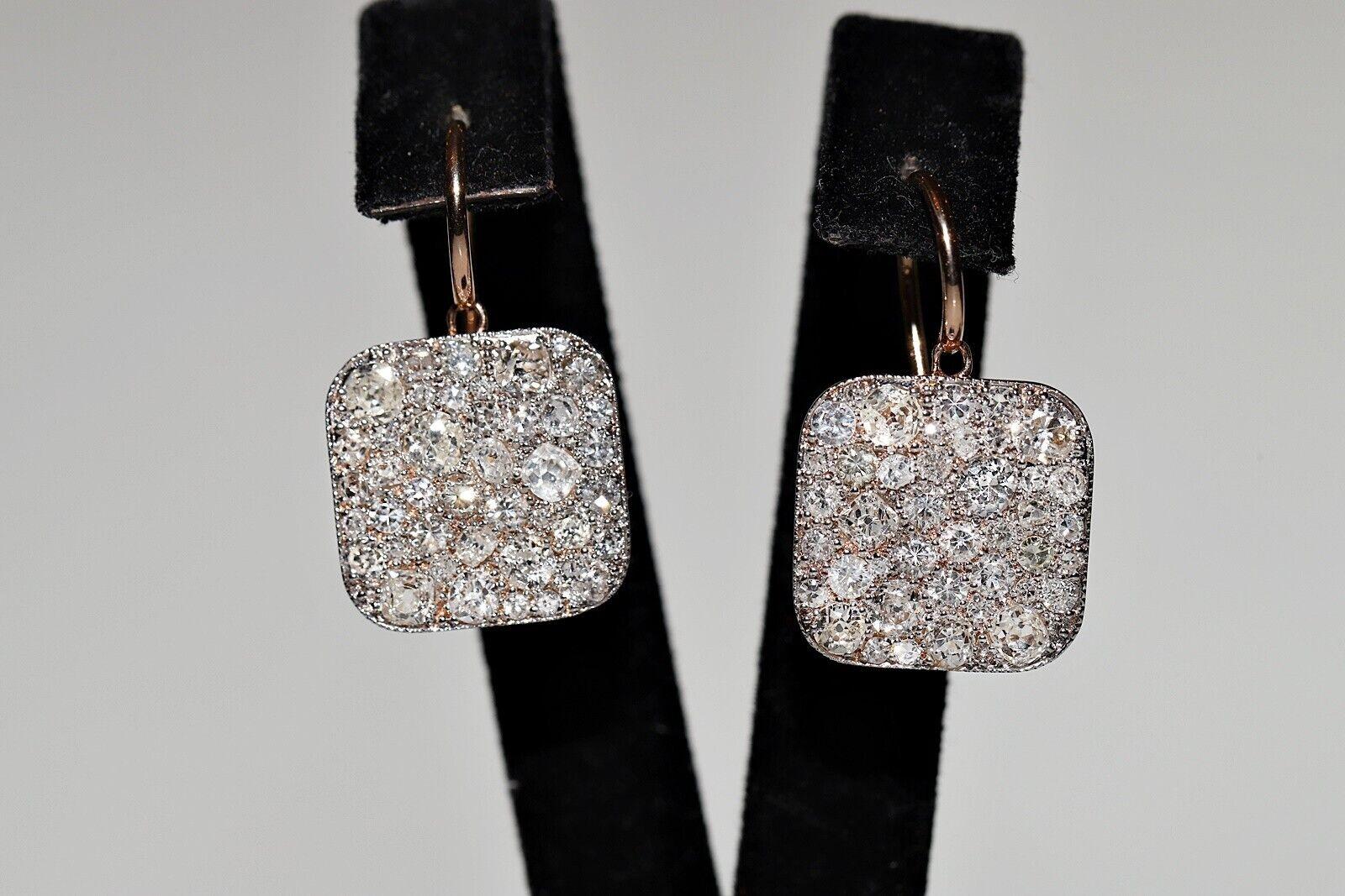 New Made 18k Gold natürlichen Diamanten dekoriert Quadrat Stil Ohrring im Angebot 7