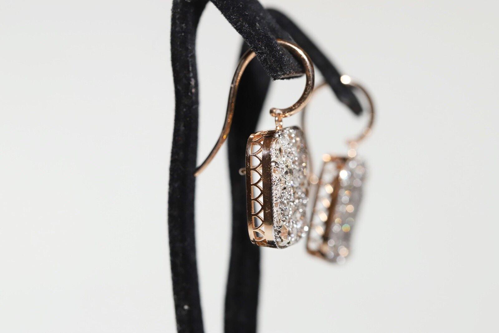 New Made 18k Gold natürlichen Diamanten dekoriert Quadrat Stil Ohrring (Moderne) im Angebot