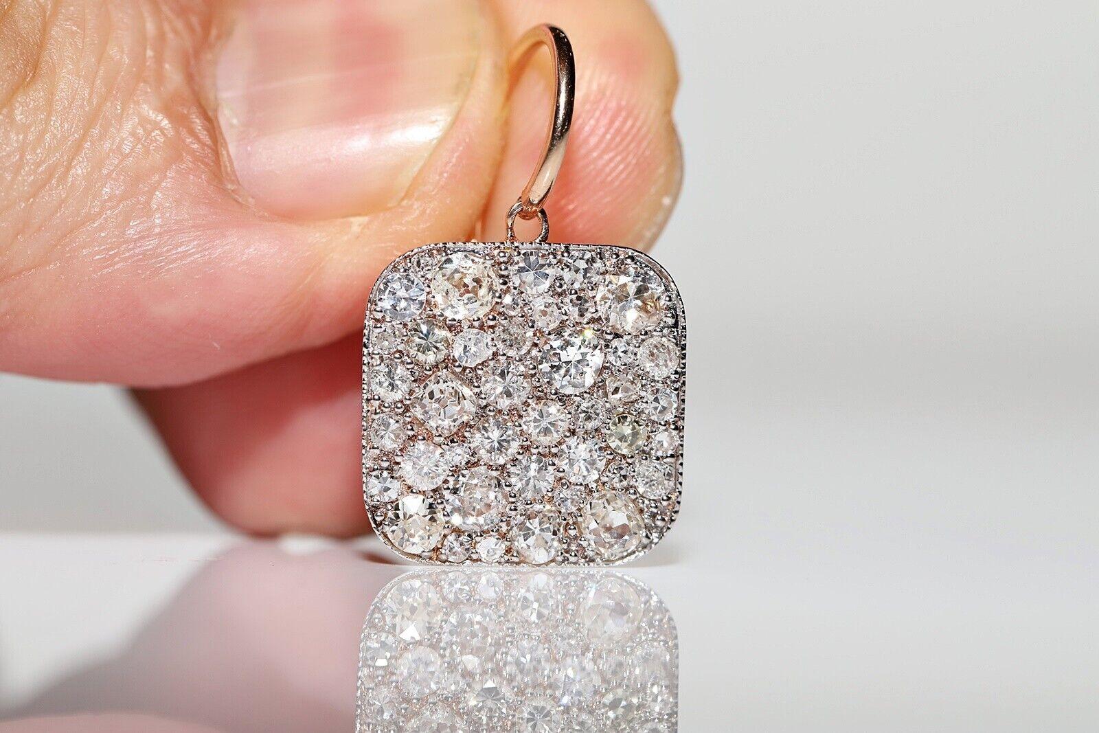 New Made 18k Gold natürlichen Diamanten dekoriert Quadrat Stil Ohrring (Alteuropäischer Brillantschliff) im Angebot