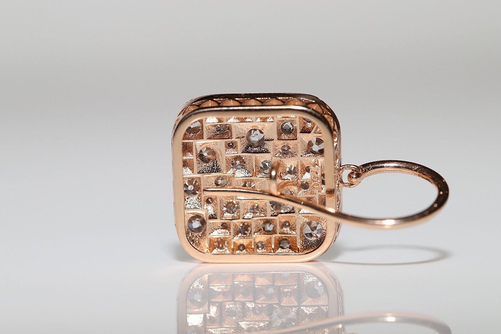 New Made 18k Gold natürlichen Diamanten dekoriert Quadrat Stil Ohrring im Angebot 2