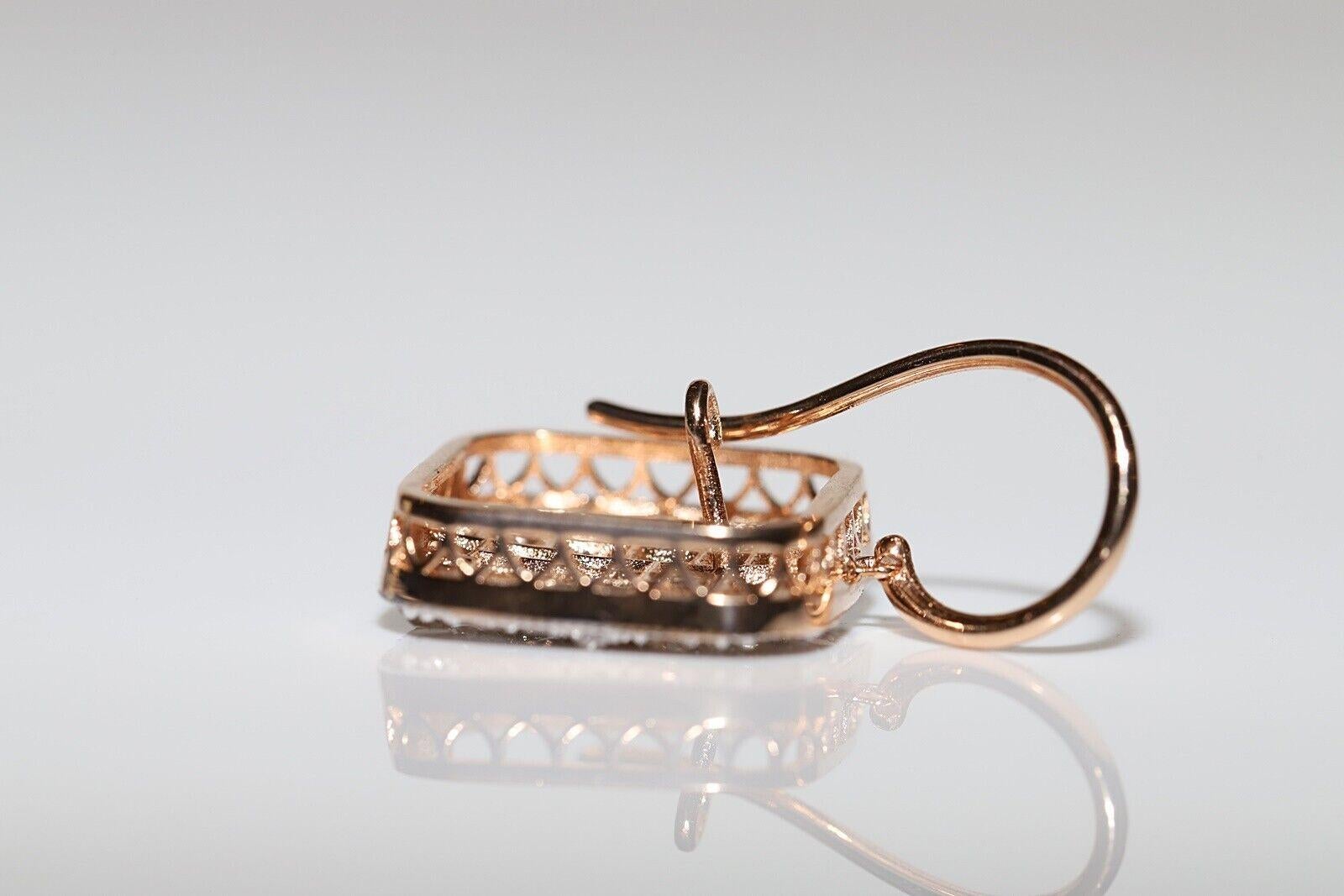 New Made 18k Gold natürlichen Diamanten dekoriert Quadrat Stil Ohrring im Angebot 3
