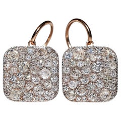 New Made 18k Gold Natural Diamond Decorated Square Style Earring