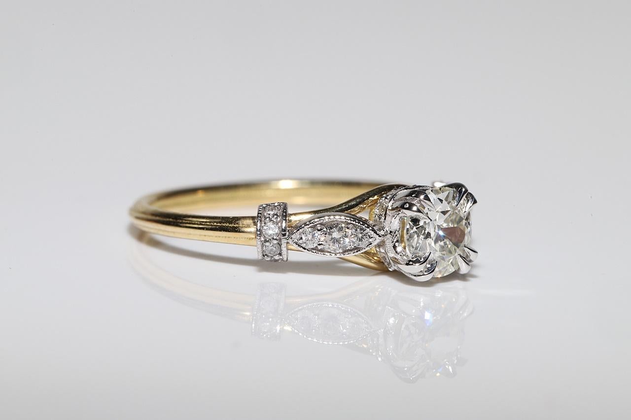 Taglio vecchia miniera Anello nuziale decorato con diamanti naturali in oro 18k di nuova produzione in vendita