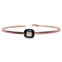 Pulsera brazalete de oro de 18 quilates con esmalte de diamantes naturales
