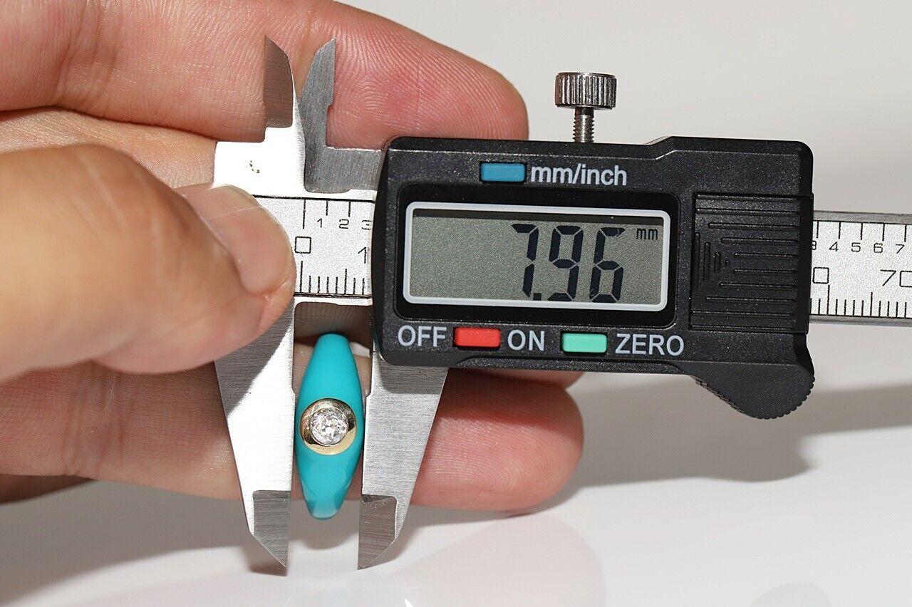 Neuer Solitär-Ring, 18 Karat Gold, natürlicher Diamant, Türkis-Emaille, Solitär im Angebot 1