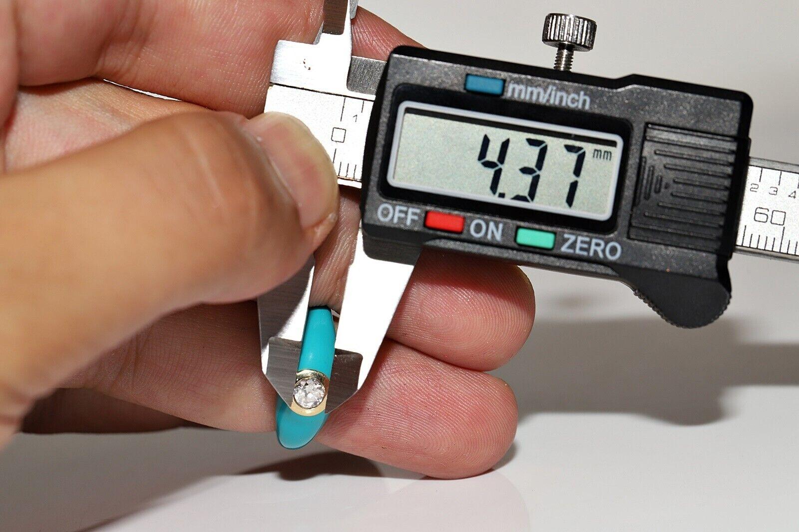 Neuer Solitär-Ring, 18 Karat Gold, natürlicher Diamant, Türkis-Emaille, Solitär im Angebot 2