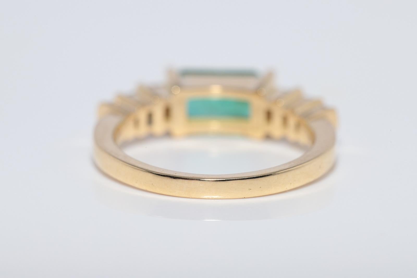 New Made 18k Gold natürlichen Smaragd und Baguette-Schliff Diamant dekoriert Ring im Angebot 4