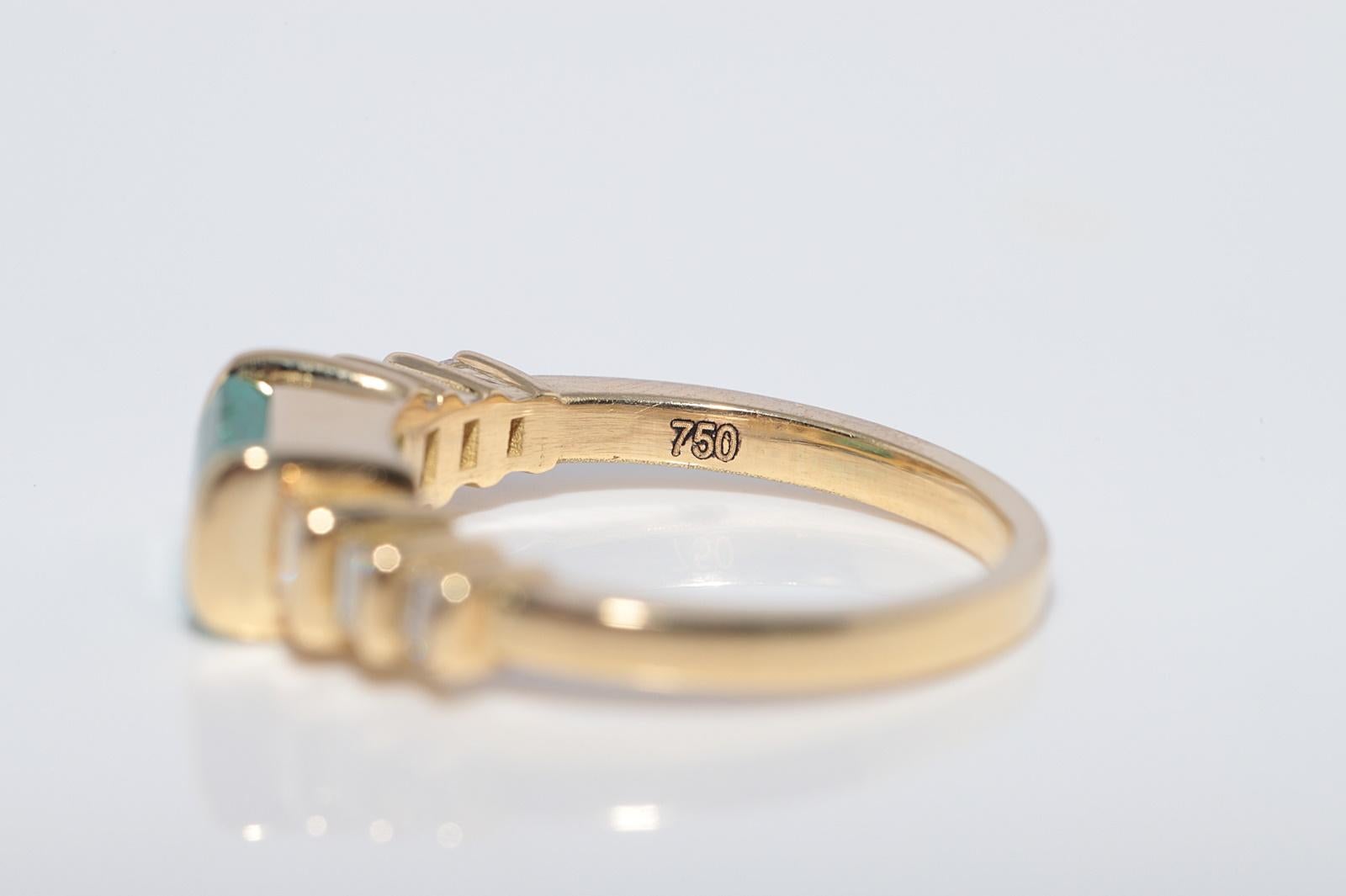 New Made 18k Gold natürlichen Smaragd und Baguette-Schliff Diamant dekoriert Ring im Angebot 2