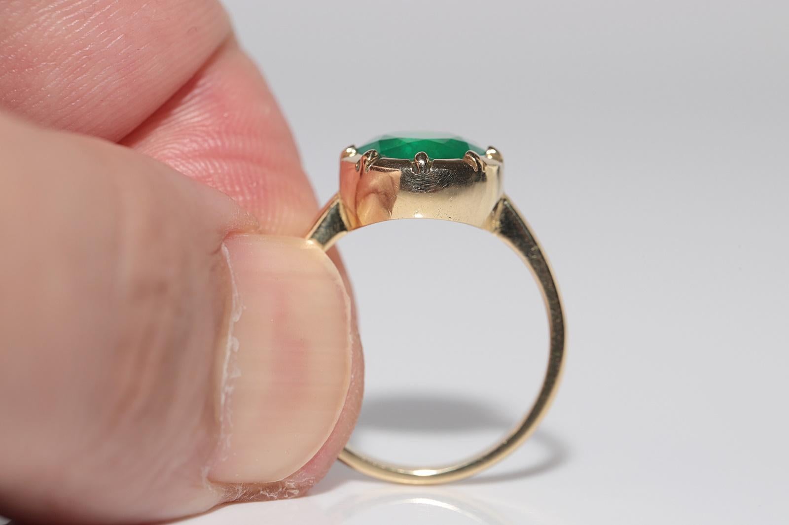 Neu Hergestellter 18k Gold Natürlicher Smaragd Dekorierter Solitär Ehering mit Smaragdverzierung im Angebot 6