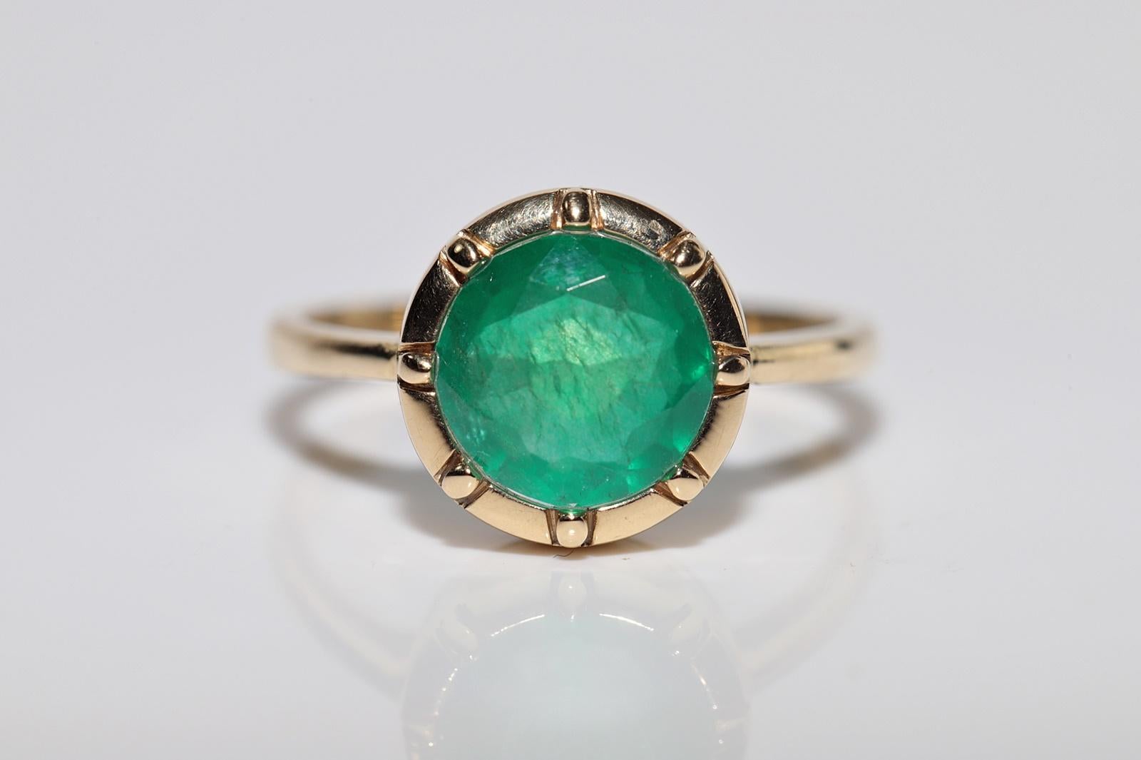 Neu Hergestellter 18k Gold Natürlicher Smaragd Dekorierter Solitär Ehering mit Smaragdverzierung im Zustand „Neu“ im Angebot in Fatih/İstanbul, 34