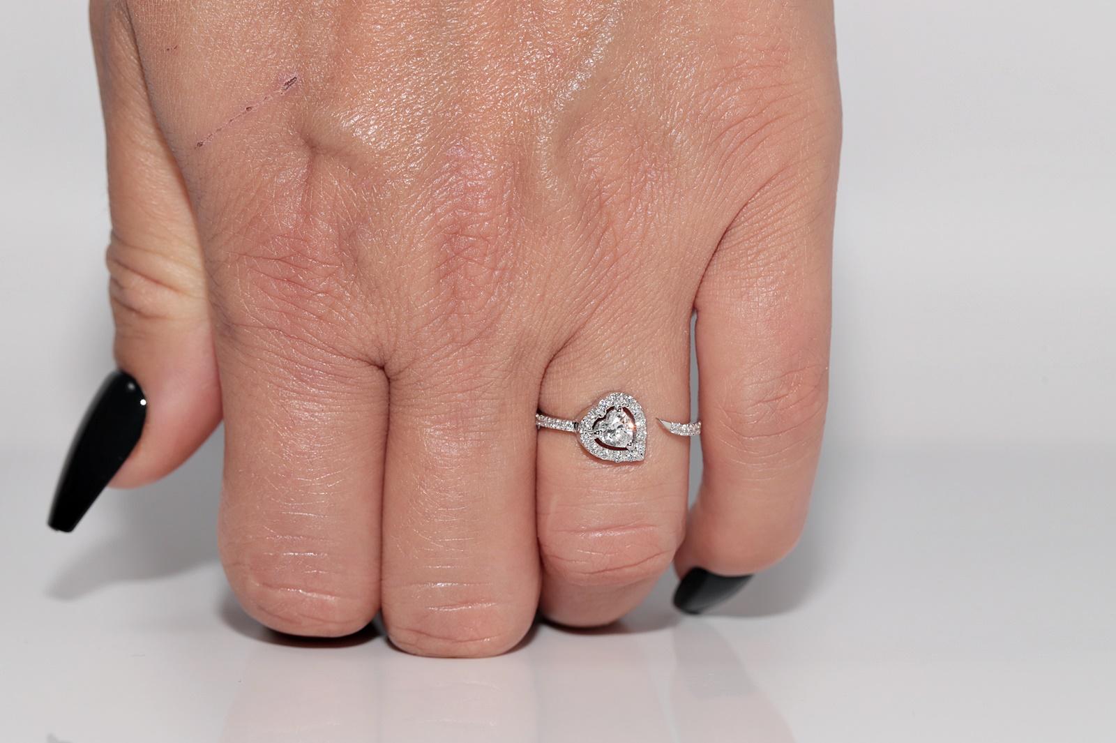 Anillo de diamantes naturales talla corazón y talla brillante en oro de 18 quilates de nueva factura en venta 10