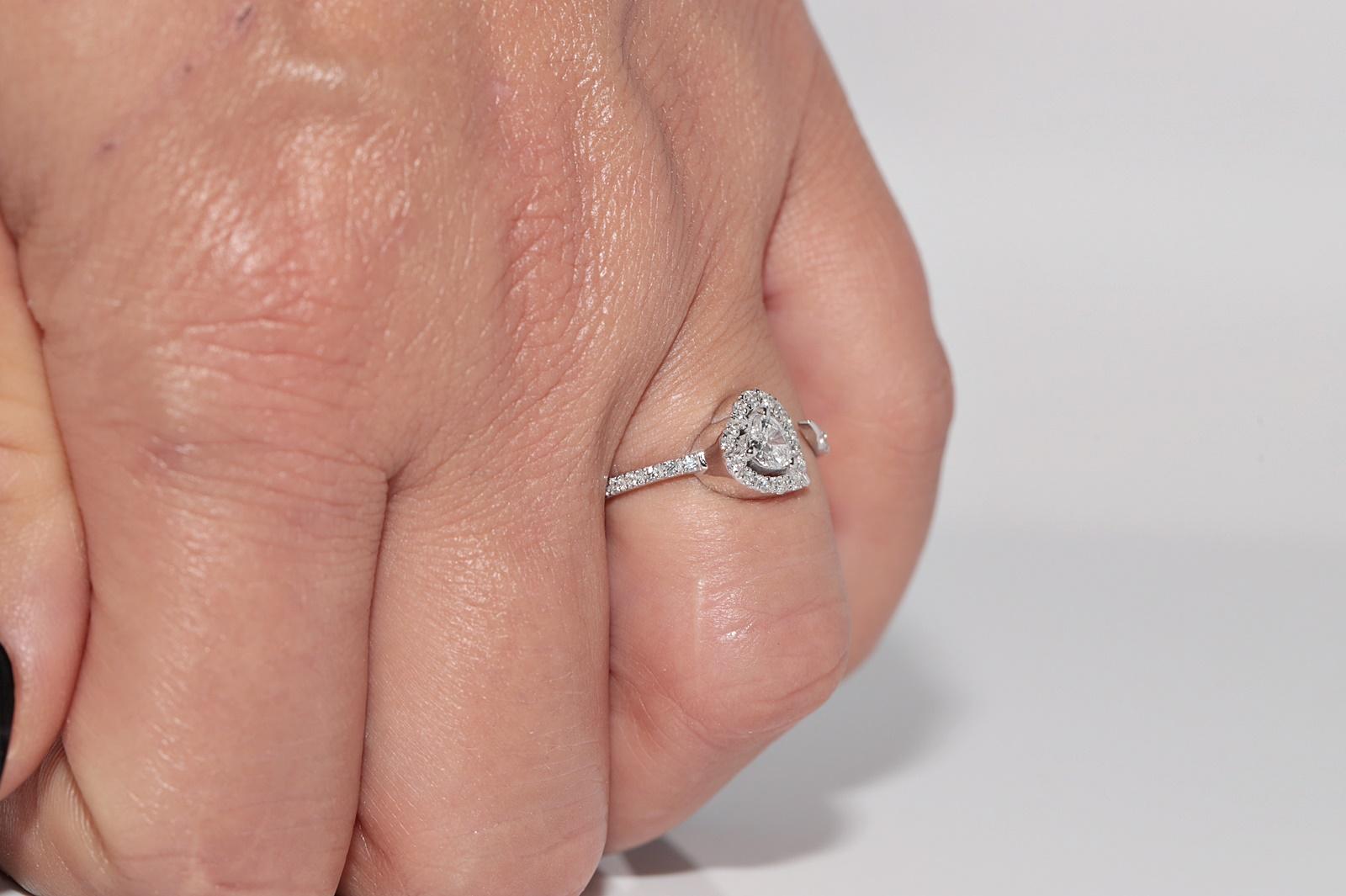 Anillo de diamantes naturales talla corazón y talla brillante en oro de 18 quilates de nueva factura en venta 12