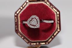 New Made 18k Gold Natural Heart Cut And Brilliant Cut Diamond Ring