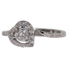 Anillo de diamantes naturales talla corazón y talla brillante en oro de 18 quilates de nueva factura
