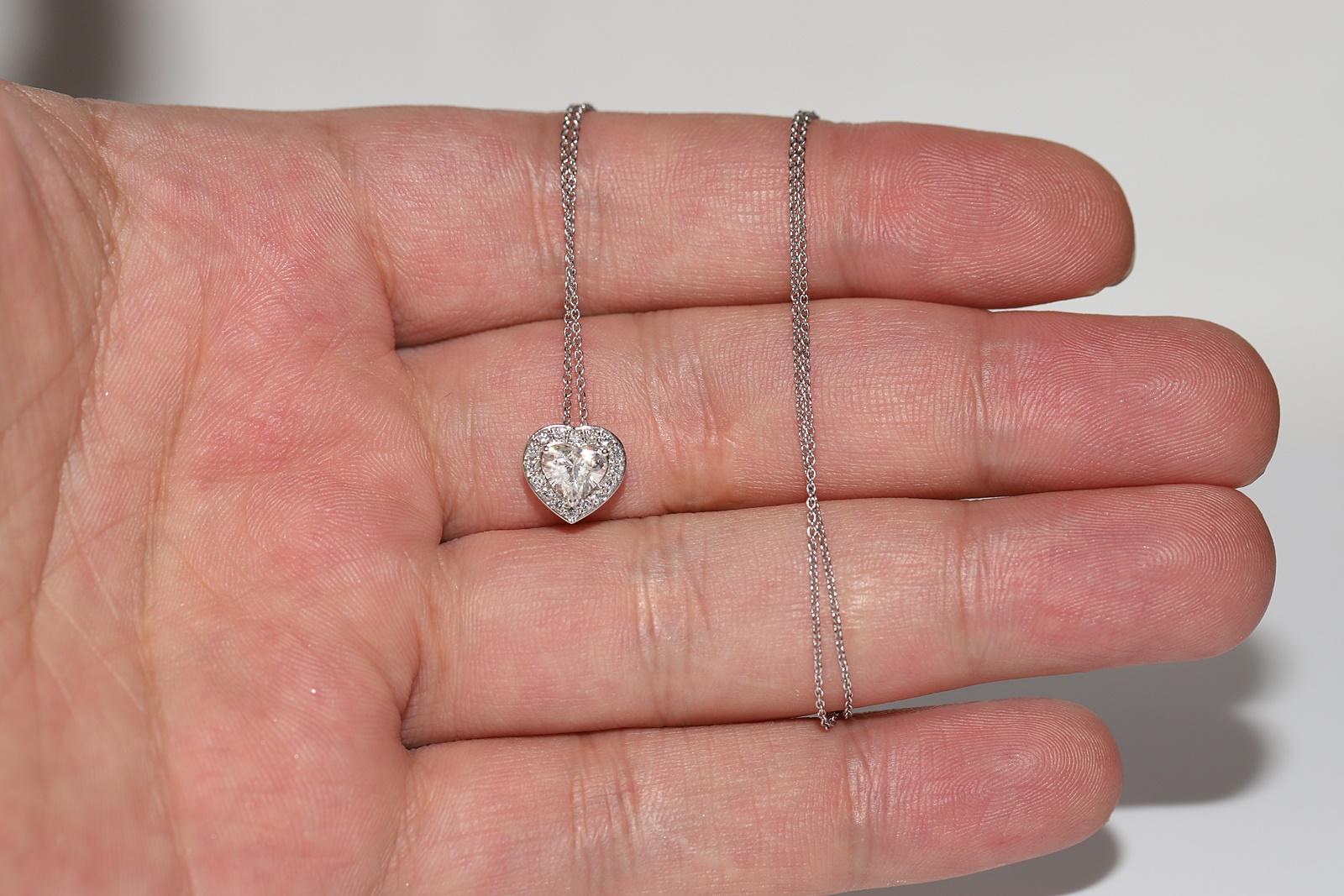 Neuer 18 Karat Gold Anhänger mit natürlichem Diamanten im Herzschliff und Diamanten im Brillantschliff im Angebot 8