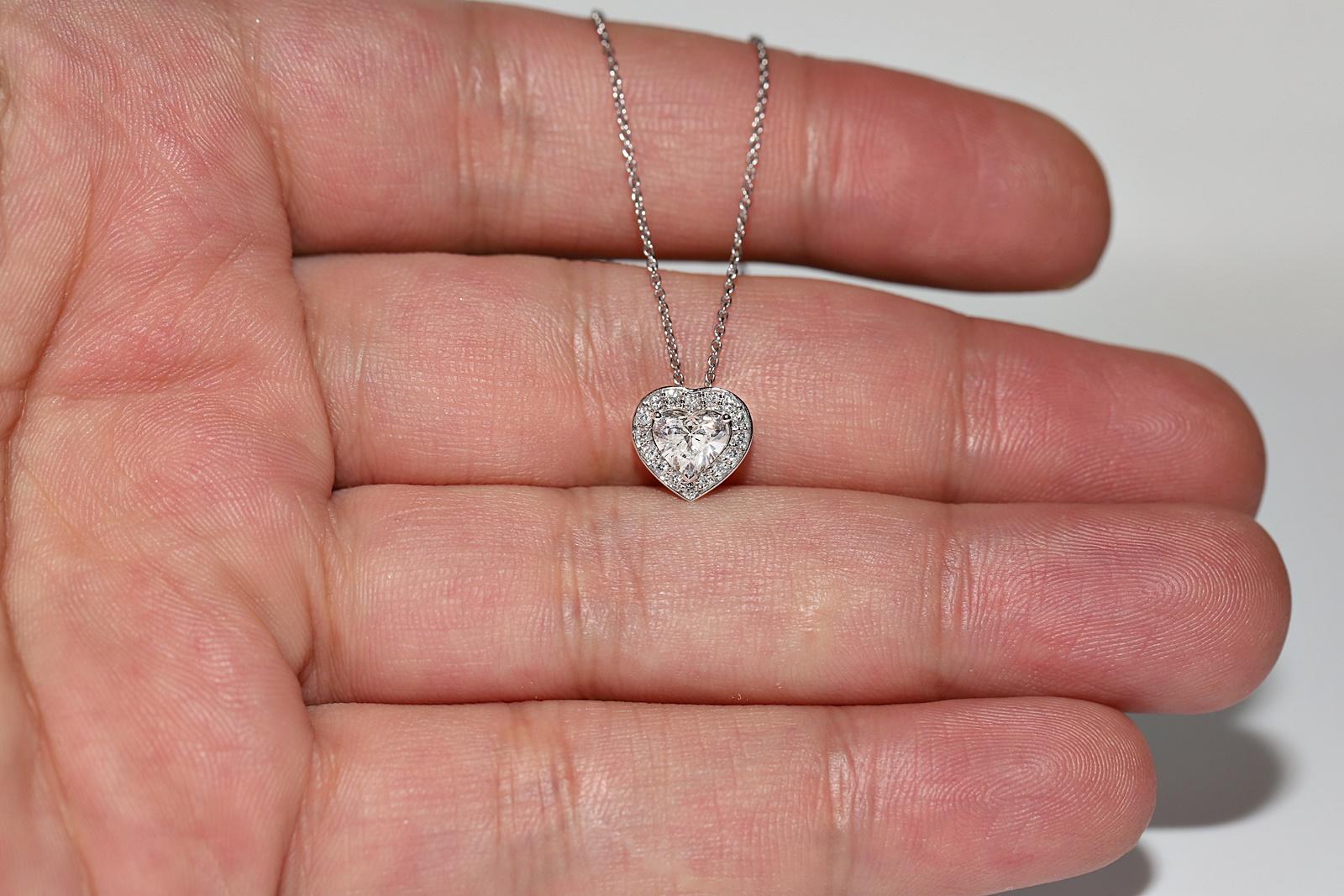 Neuer 18 Karat Gold Anhänger mit natürlichem Diamanten im Herzschliff und Diamanten im Brillantschliff Damen im Angebot