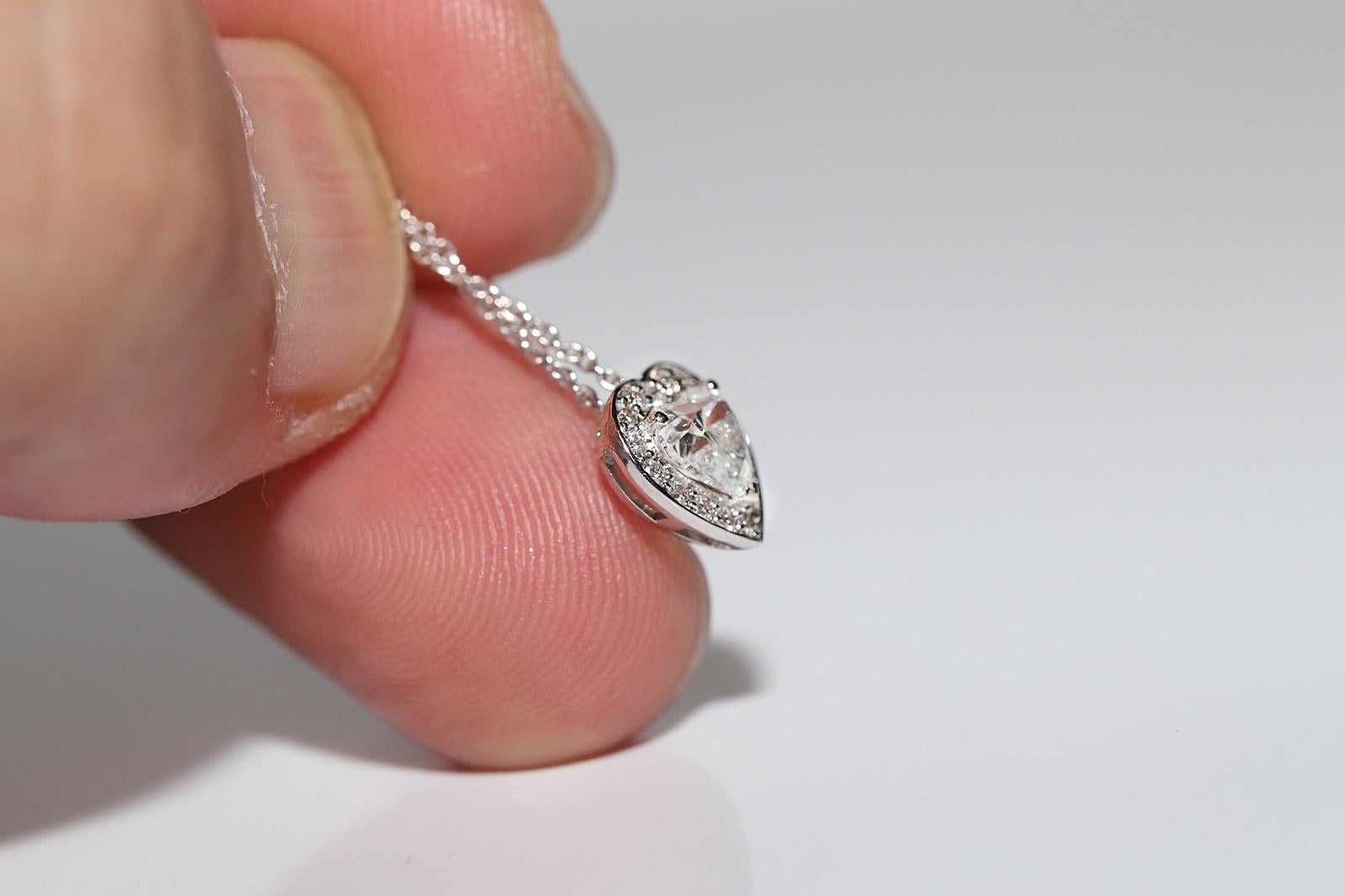Neuer 18 Karat Gold Anhänger mit natürlichem Diamanten im Herzschliff und Diamanten im Brillantschliff im Angebot 2