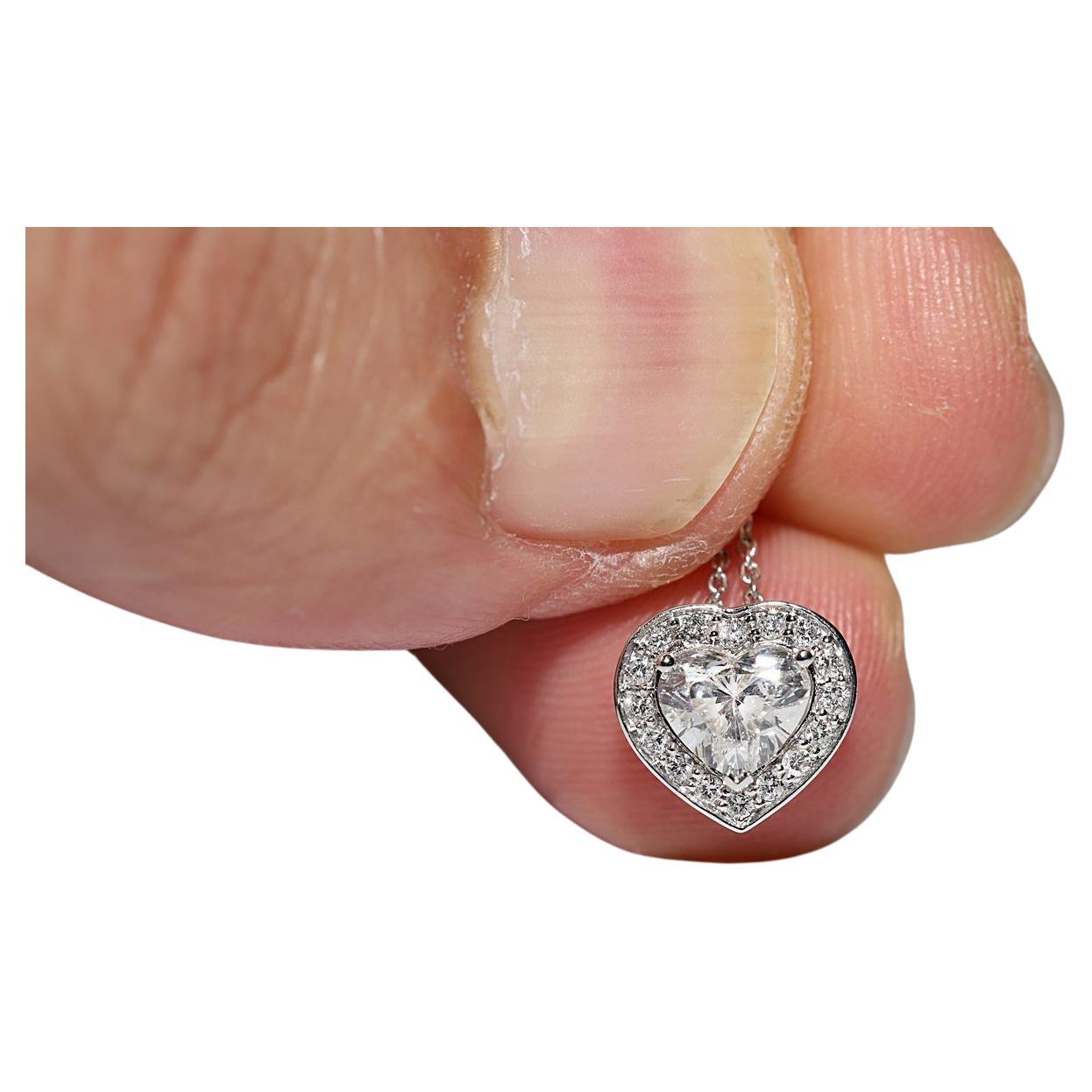 New Made 18k Gold Natural Heart Cut Diamond And Brilliant Cut Diamond Pendant