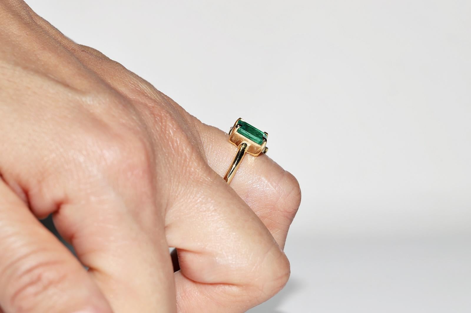 New Made 18k Gold natürlichen Marquise Cut Diamant und Smaragd dekoriert Ring im Angebot 9