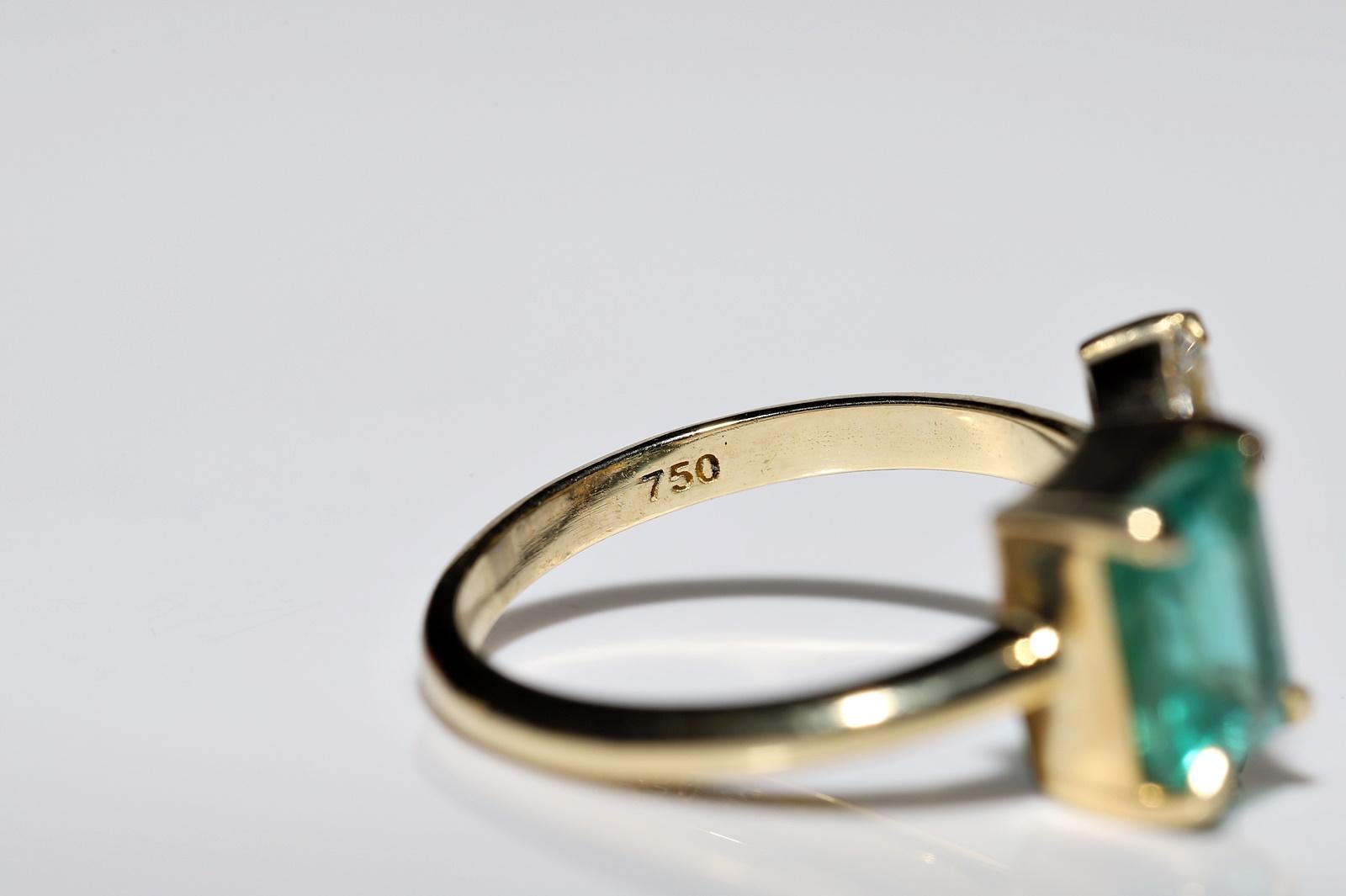 New Made 18k Gold natürlichen Marquise Cut Diamant und Smaragd dekoriert Ring im Angebot 2