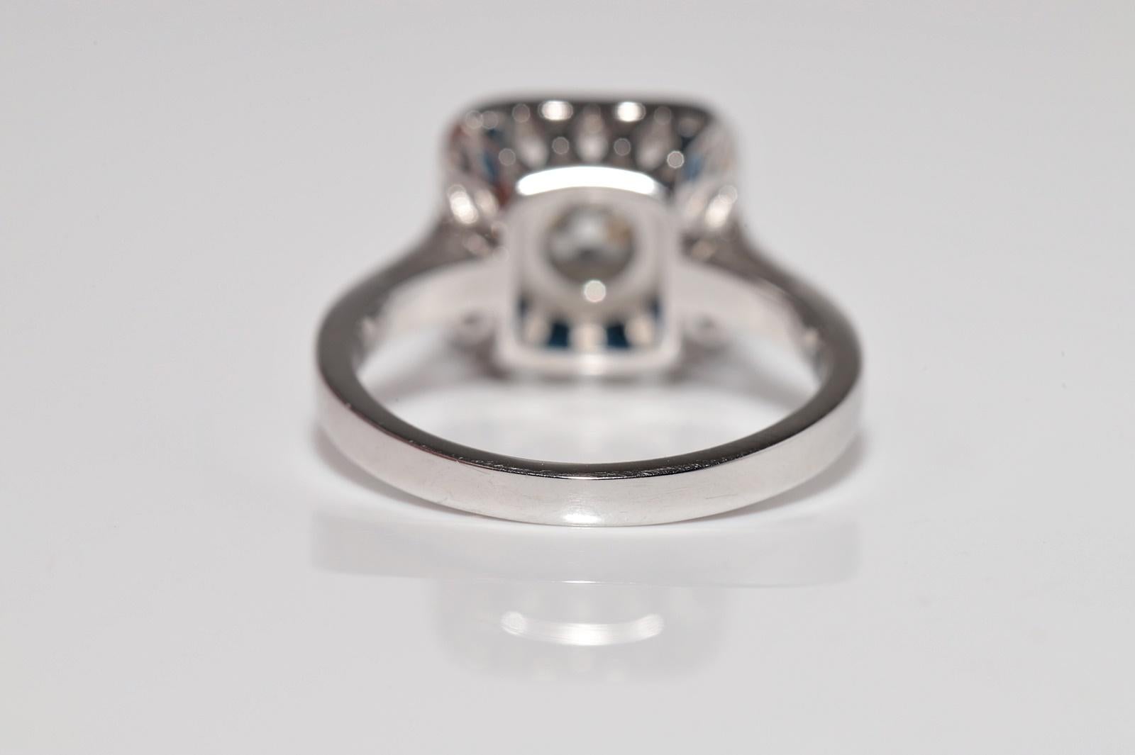 Neuer Ring aus 18 Karat Gold mit natürlichem Diamanten im Altschliff und Saphiren im Baguetteschliff im Angebot 3