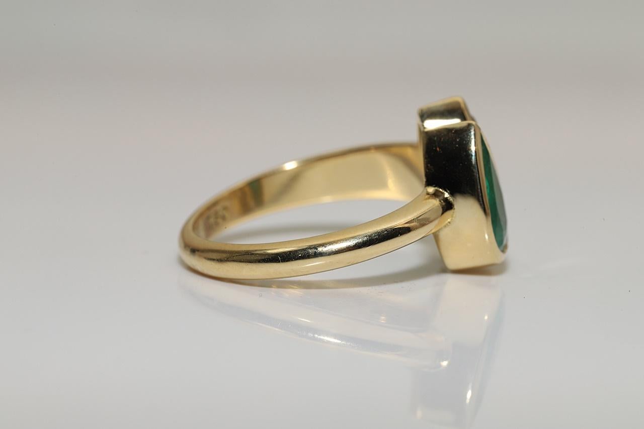 Neu, 18 Karat Gold, natürlicher Diamant im Altschliff und Smaragd im Altschliff  Verzierter Ring Damen im Angebot